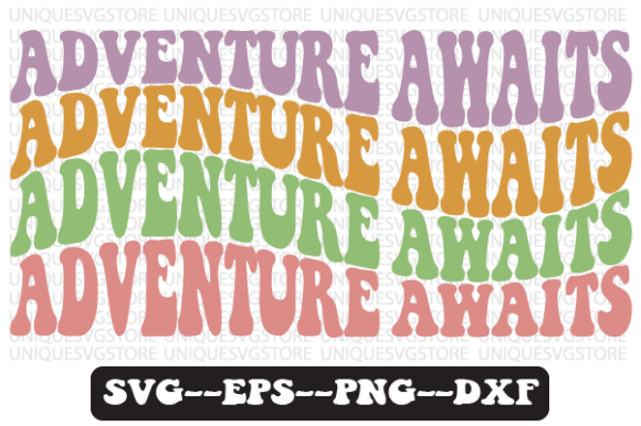 Adventure Awaits Wavy Retro Svg Design for Crafts and Graphics