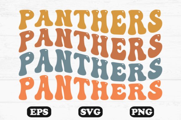 Panthers Wavy Retro Svg Designs for Graphics and Crafts