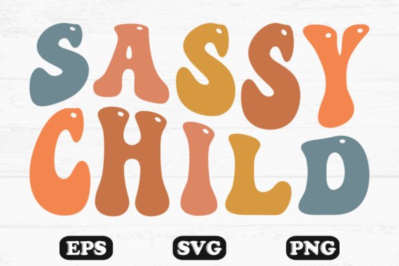Sassy Child Retro Wavy T-shirt Designs for Graphics and Crafts