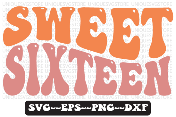 Sweet Sixteen Wavy Retro Svg Design for Crafts and Graphics
