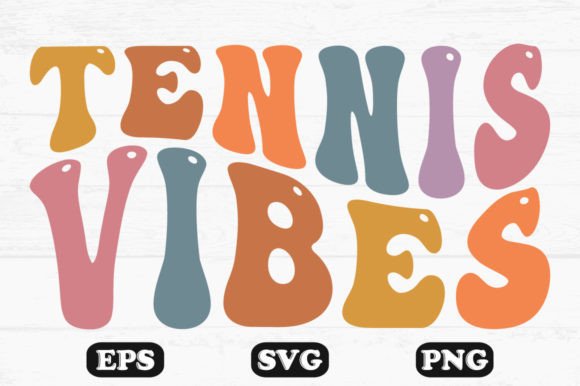 Tennis Vibes Retro Wavy T-shirt Design for Graphics & Crafts