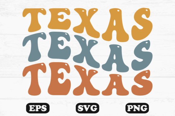 Texas Retro Wavy Svg T-shirt Designs for Graphics and Crafts